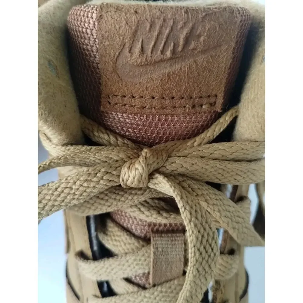 Nike Youth 4Y Court Borough Mid GS Wheat/Gold Athletic Hi-top B-ball Sneakers